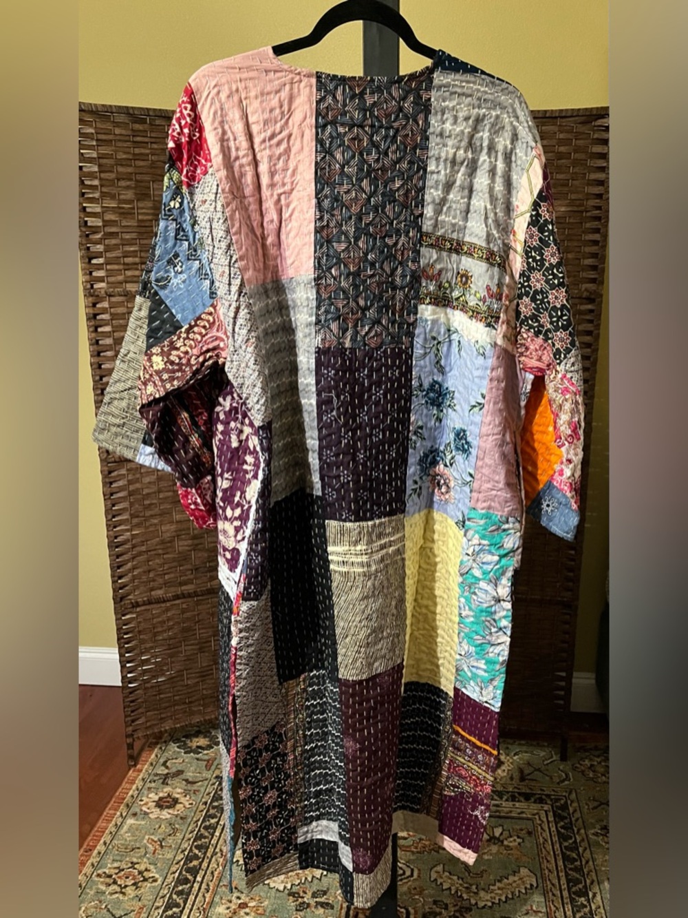 New Raj Kantha Kimono – Colorful Handmade – One Size (Fits Most) - Picture 4 of 8
